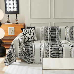 Chenille Sofa Cover Throw Blanket, Boho Geometric Scratch Proof Couch Protector