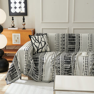 Chenille Sofa Cover Throw Blanket, Boho Geometric Scratch Proof Couch Protector