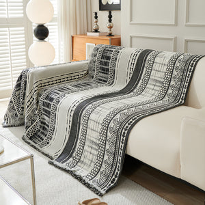 Chenille Sofa Cover Throw Blanket, Boho Geometric Scratch Proof Couch Protector