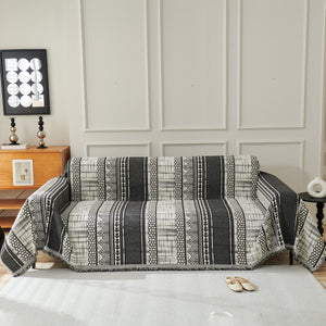 Chenille Sofa Cover Throw Blanket, Boho Geometric Scratch Proof Couch Protector