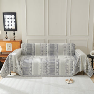 Chenille Sofa Cover Throw Blanket, Boho Geometric Scratch Proof Couch Protector