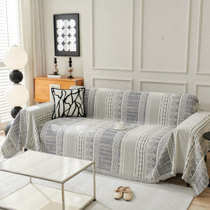 Chenille Sofa Cover Throw Blanket, Boho Geometric Scratch Proof Couch Protector