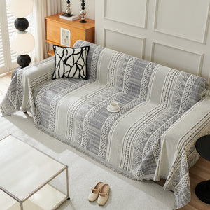 Chenille Sofa Cover Throw Blanket, Boho Geometric Scratch Proof Couch Protector