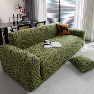 Modern Geometric Jacquard Sofa Slipcover, High Stretch 1-Piece Textured Couch Cover