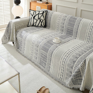 Chenille Sofa Cover Throw Blanket, Boho Geometric Scratch Proof Couch Protector