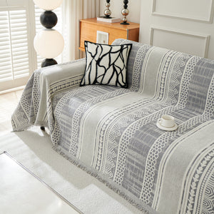 Chenille Sofa Cover Throw Blanket, Boho Geometric Scratch Proof Couch Protector