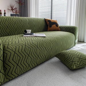 Modern Geometric Jacquard Sofa Slipcover, High Stretch 1-Piece Textured Couch Cover