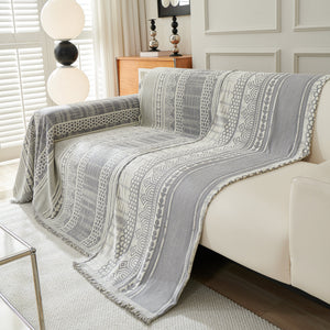 Chenille Sofa Cover Throw Blanket, Boho Geometric Scratch Proof Couch Protector