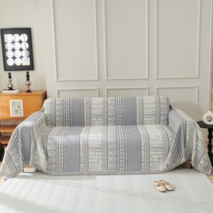 Chenille Sofa Cover Throw Blanket, Boho Geometric Scratch Proof Couch Protector