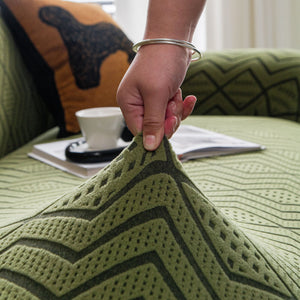 Modern Geometric Jacquard Sofa Slipcover, High Stretch 1-Piece Textured Couch Cover