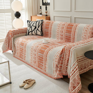 Chenille Sofa Cover Throw Blanket, Boho Geometric Scratch Proof Couch Protector