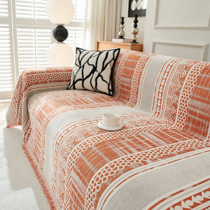 Chenille Sofa Cover Throw Blanket, Boho Geometric Scratch Proof Couch Protector