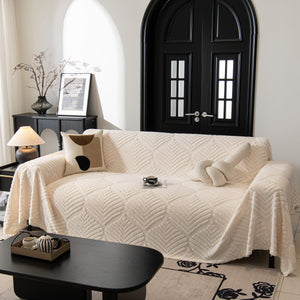 Winter Soft Plush Fleece Sofa Blanket Leaves Jacquard Couch Covers for Couches