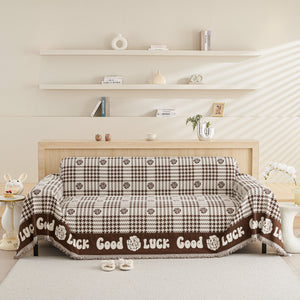 Chenille Houndstooth Sofa Throw Cover, Scratch Proof Cozy Throw Blankets for Couch