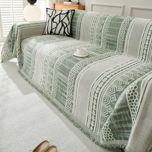 Chenille Sofa Cover Throw Blanket, Boho Geometric Scratch Proof Couch Protector