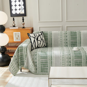 Chenille Sofa Cover Throw Blanket, Boho Geometric Scratch Proof Couch Protector