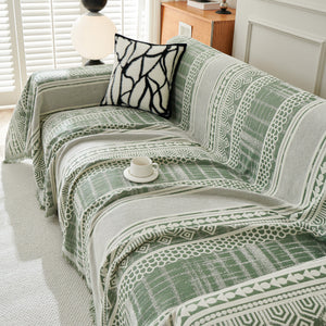 Chenille Sofa Cover Throw Blanket, Boho Geometric Scratch Proof Couch Protector
