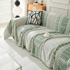 Chenille Sofa Cover Throw Blanket, Boho Geometric Scratch Proof Couch Protector