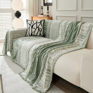 Chenille Sofa Cover Throw Blanket, Boho Geometric Scratch Proof Couch Protector