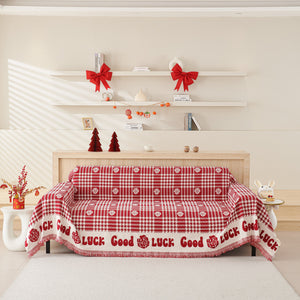 Chenille Houndstooth Sofa Throw Cover, Scratch Proof Cozy Throw Blankets for Couch