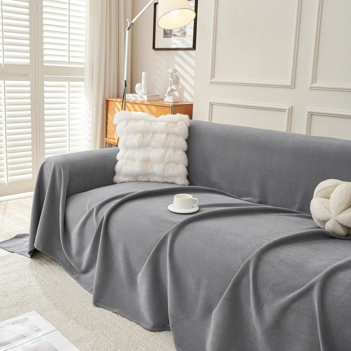 Waterproof Scratch Proof Sofa Protector Throw Blanket, Couch Cover for Pets & Kids