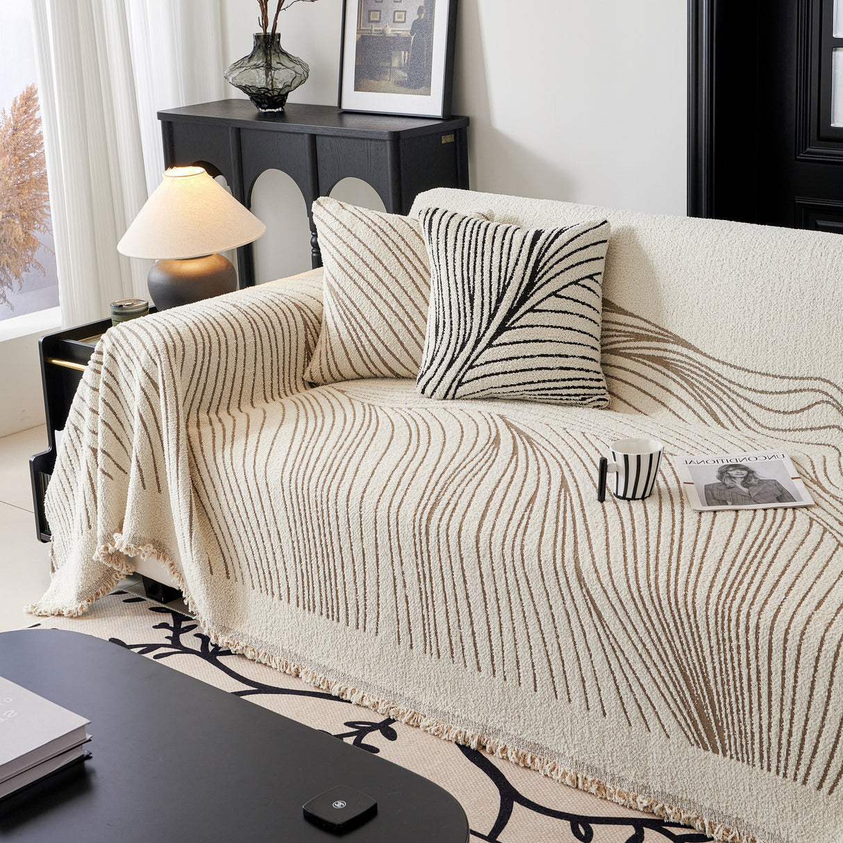 Cozy Striped Sofa Throw Blanket L Shaped Sectional Couch Covers Luxury Throws for Sofas