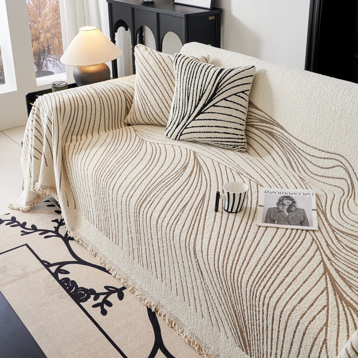 Cozy Striped Sofa Throw Blanket L Shaped Sectional Couch Covers Luxury Throws for Sofas