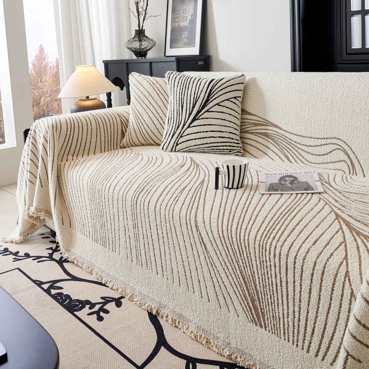 Cozy Striped Sofa Throw Blanket L Shaped Sectional Couch Covers Luxury Throws for Sofas