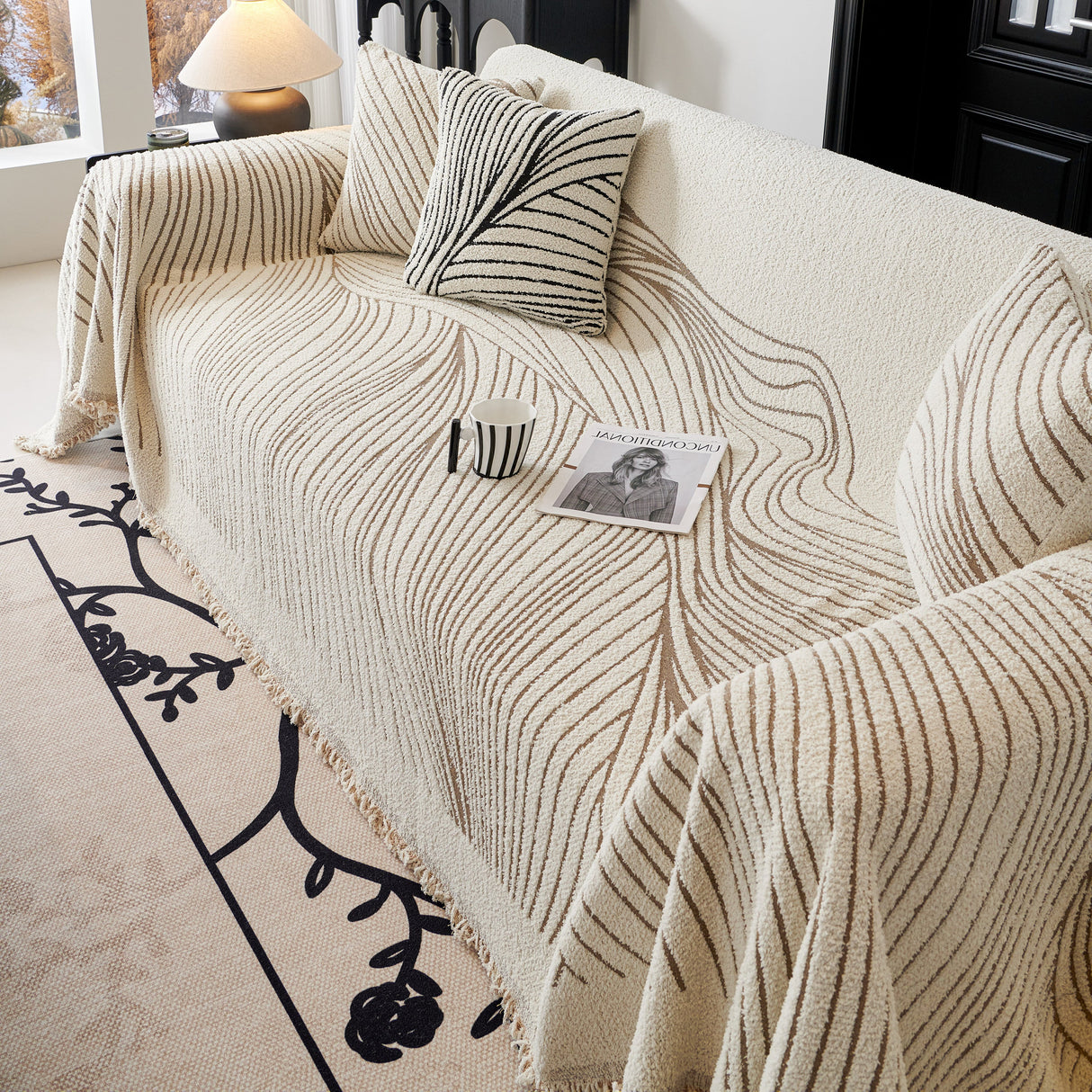 Cozy Striped Sofa Throw Blanket L Shaped Sectional Couch Covers Luxury Throws for Sofas