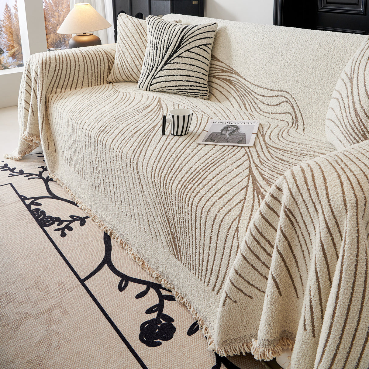 Cozy Striped Sofa Throw Blanket L Shaped Sectional Couch Covers Luxury Throws for Sofas