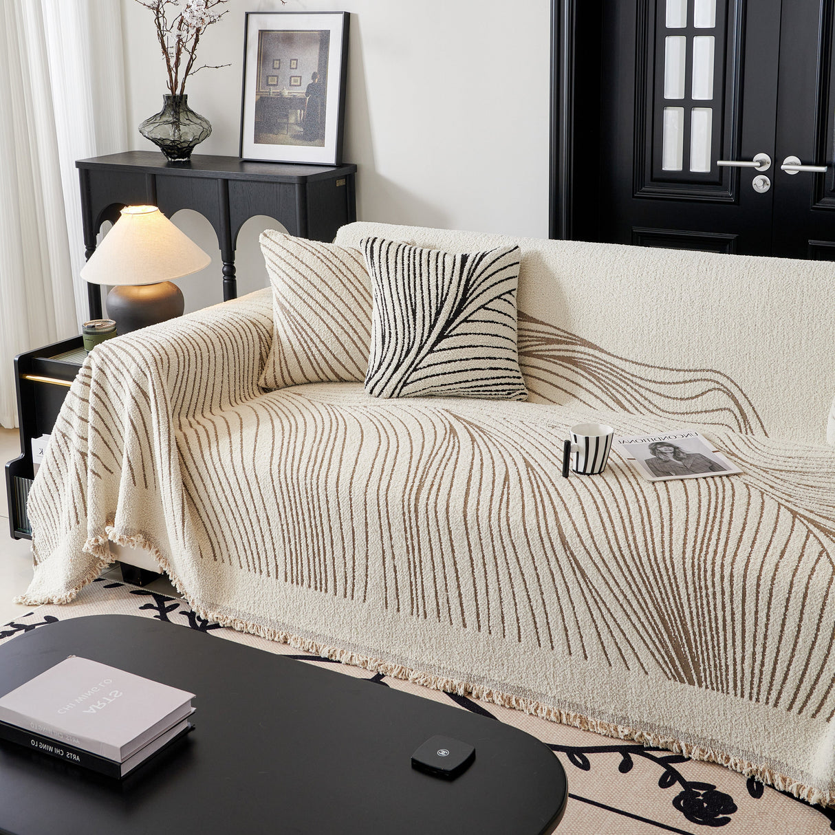 Cozy Striped Sofa Throw Blanket L Shaped Sectional Couch Covers Luxury Throws for Sofas