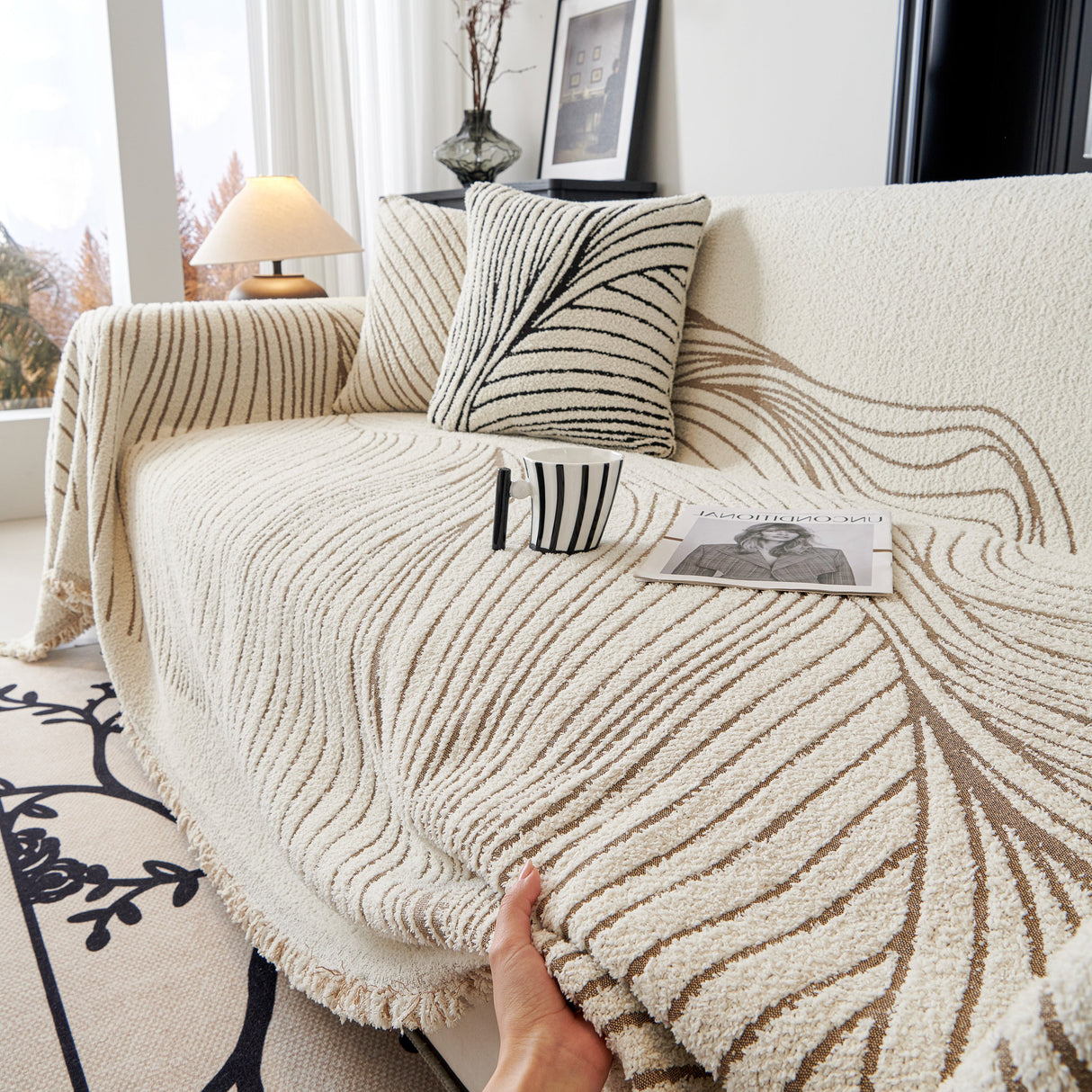 Cozy Striped Sofa Throw Blanket L Shaped Sectional Couch Covers Luxury Throws for Sofas