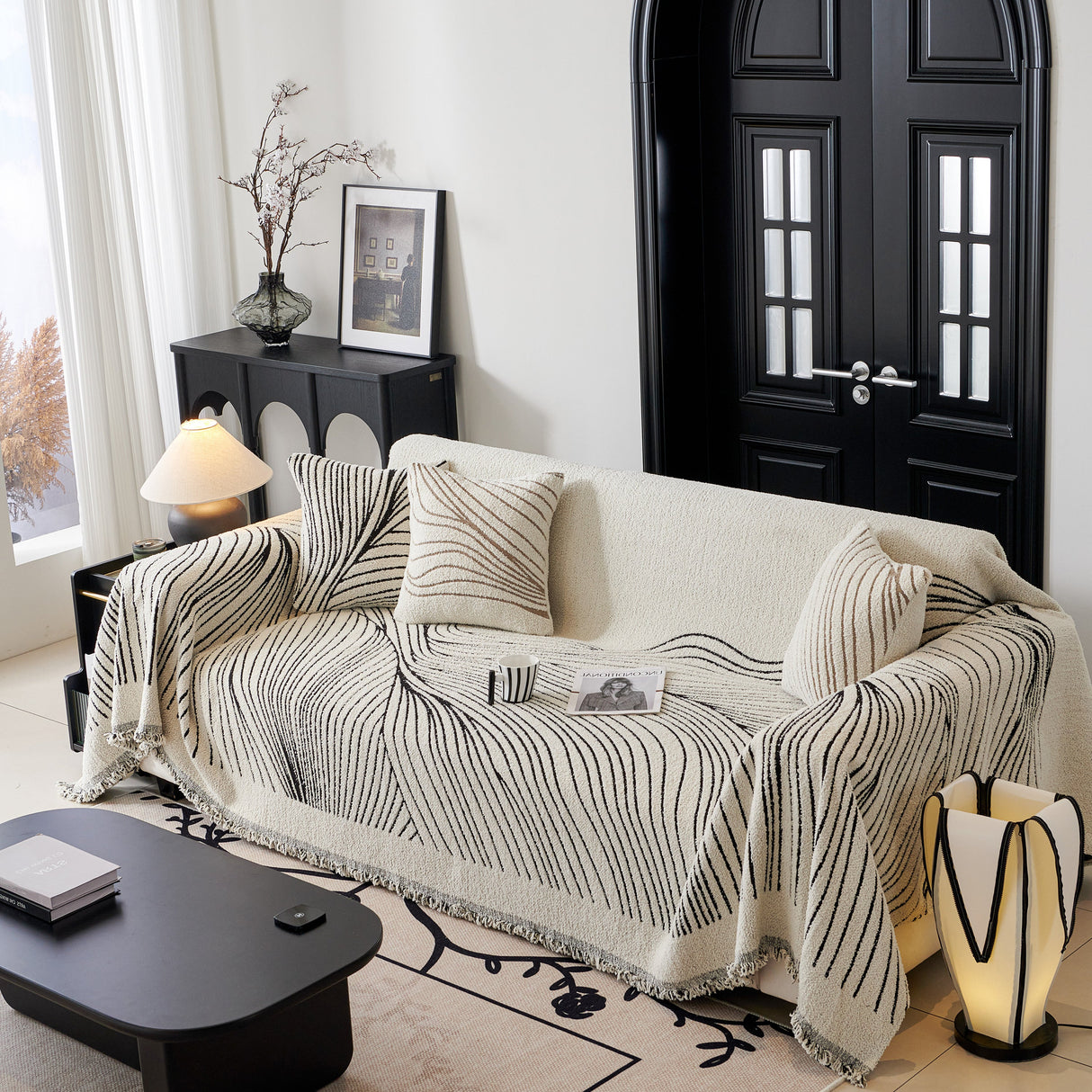 Cozy Striped Sofa Throw Blanket L Shaped Sectional Couch Covers Luxury Throws for Sofas