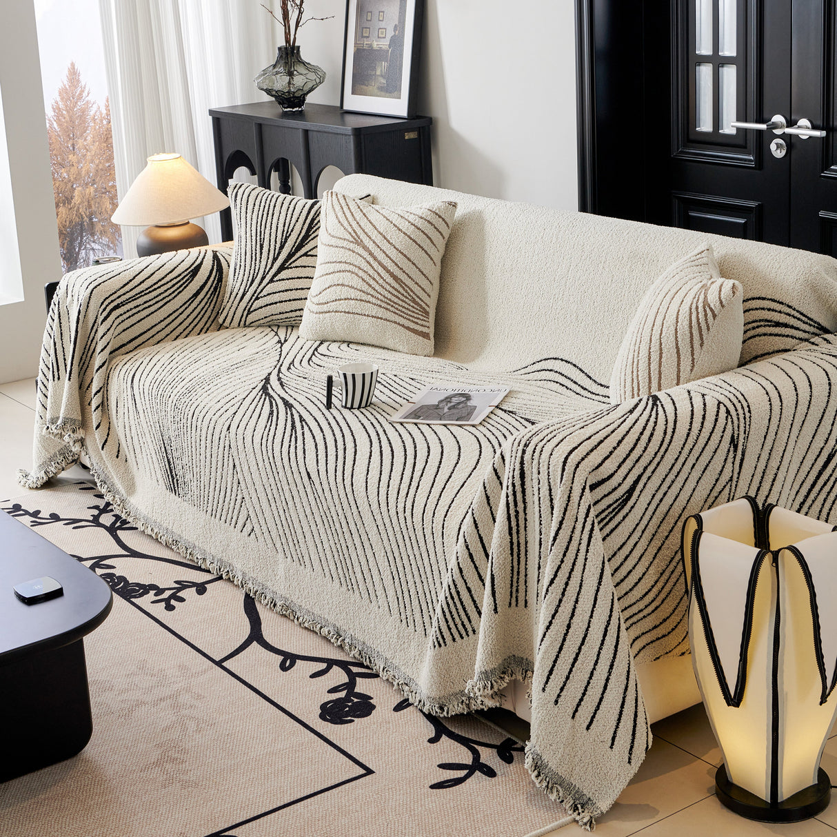 Cozy Striped Sofa Throw Blanket L Shaped Sectional Couch Covers Luxury Throws for Sofas