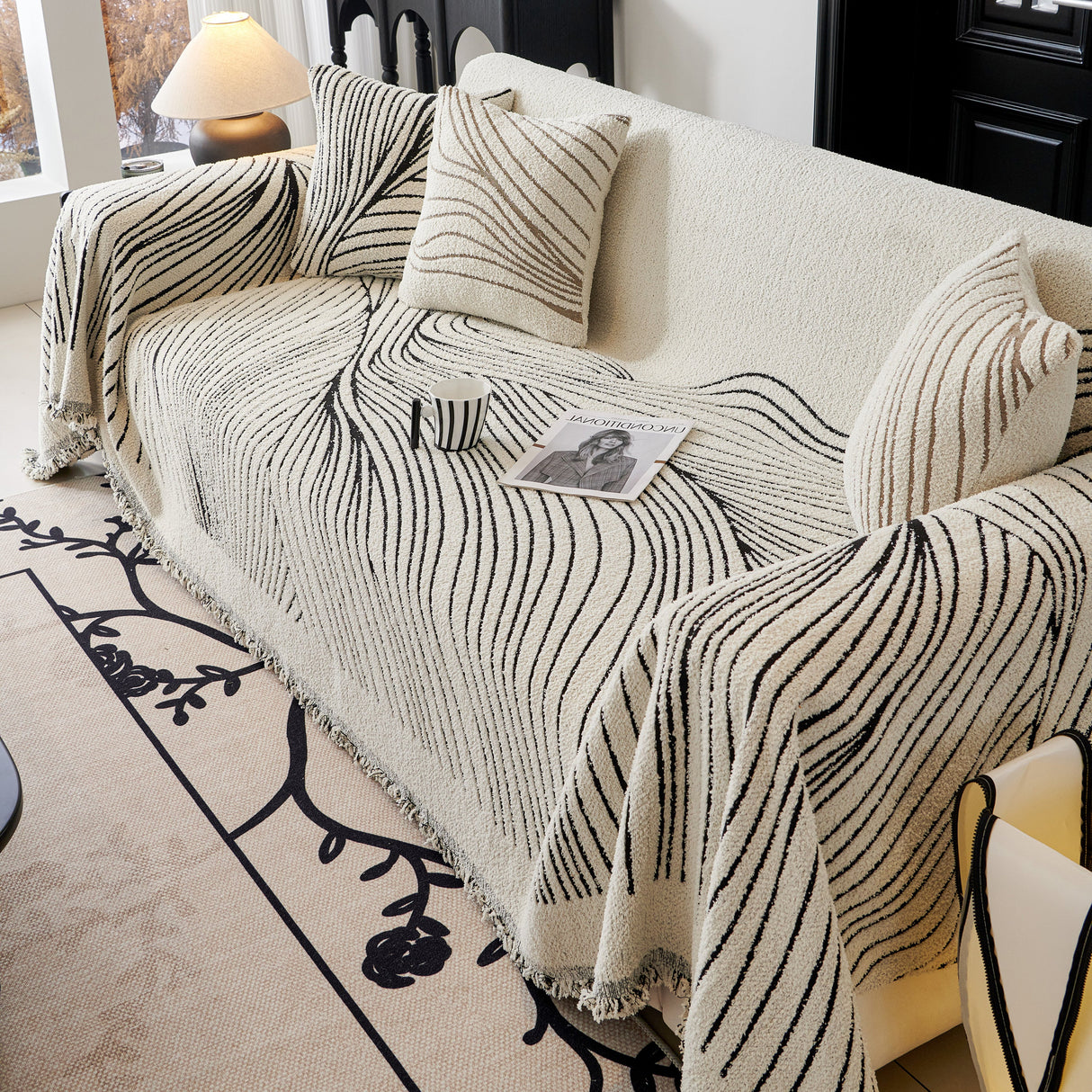 Cozy Striped Sofa Throw Blanket L Shaped Sectional Couch Covers Luxury Throws for Sofas