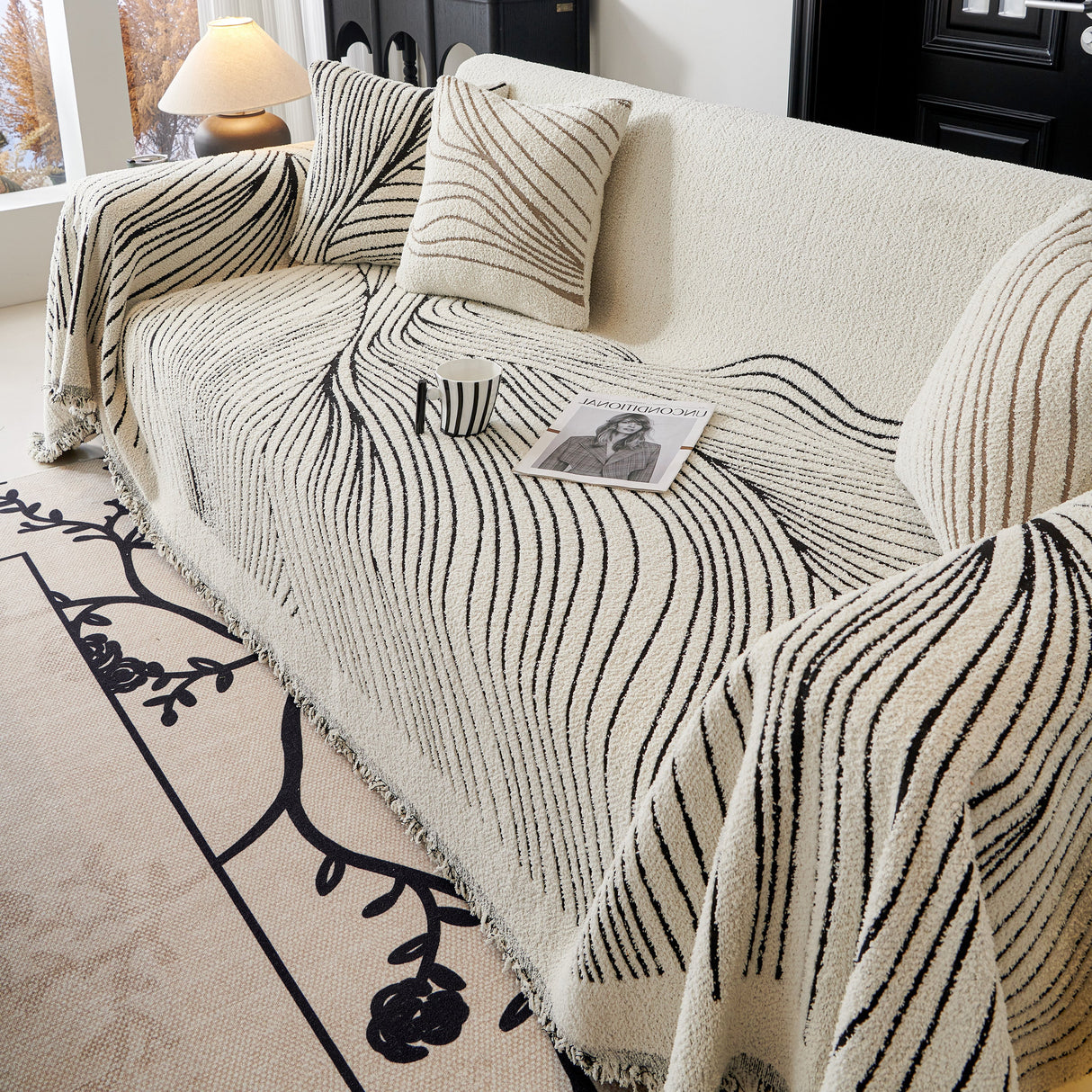 Cozy Striped Sofa Throw Blanket L Shaped Sectional Couch Covers Luxury Throws for Sofas