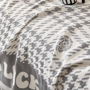 Chenille Houndstooth Sofa Throw Cover, Scratch Proof Cozy Throw Blankets for Couch