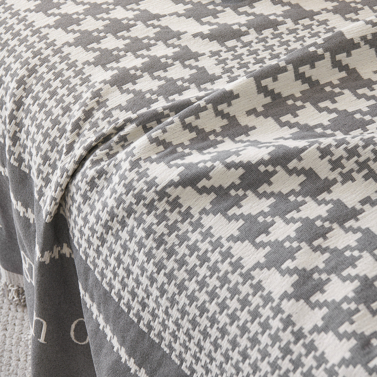 Chenille Houndstooth Couch Cover, Chaise Lounge Blanket Cover, Sectional Couch Scratch Protector