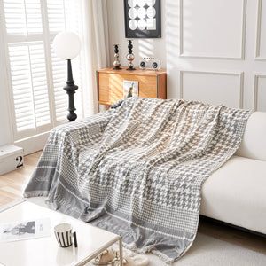 Chenille Houndstooth Couch Cover, Chaise Lounge Blanket Cover, Sectional Couch Scratch Protector