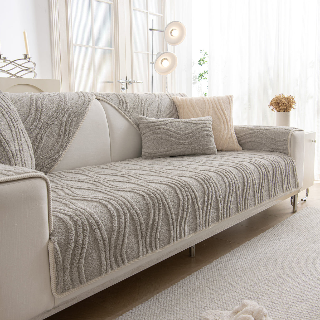 Winter Thickened Non-slip Blanket, Three-Dimensional Embossed Cotton Velvet Sofa Cover