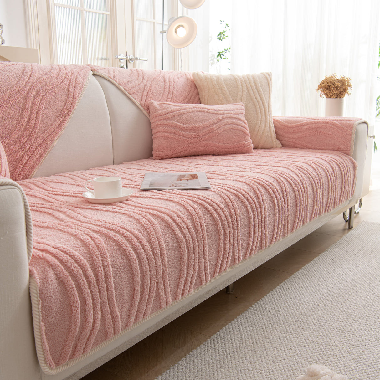 Winter Thickened Non-slip Blanket, Three-Dimensional Embossed Cotton Velvet Sofa Cover