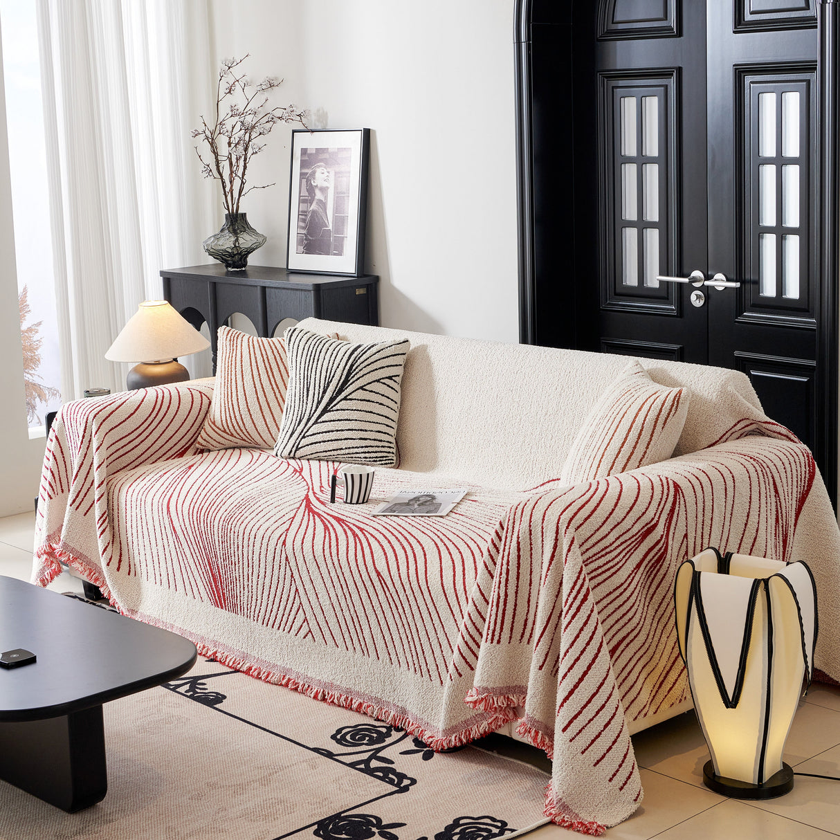 Cozy Striped Sofa Throw Blanket L Shaped Sectional Couch Covers Luxury Throws for Sofas