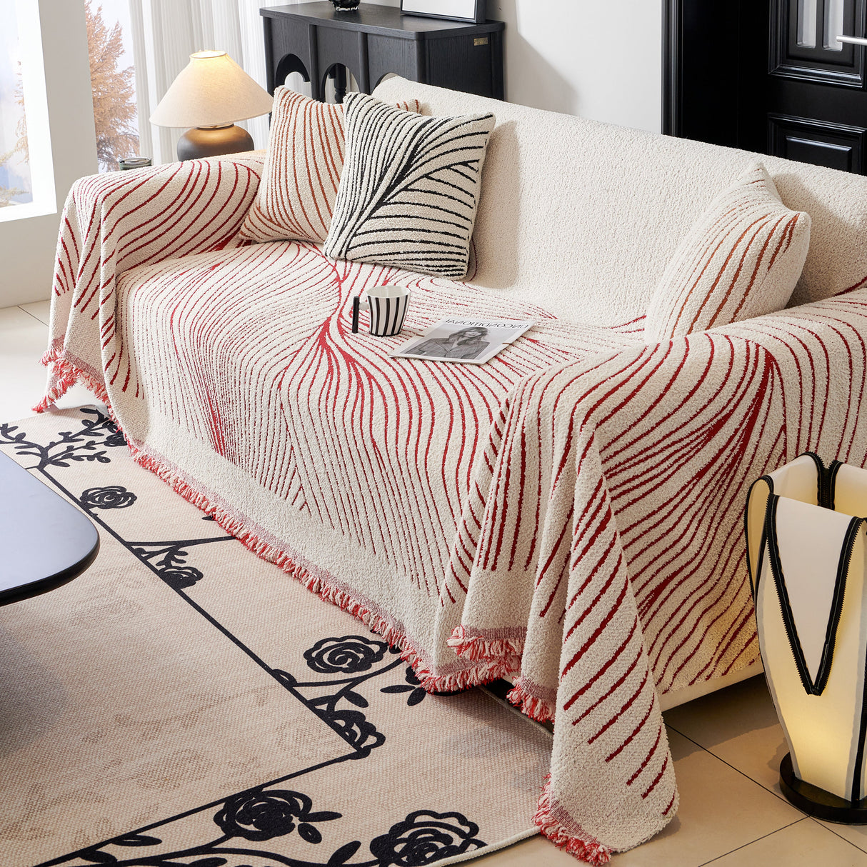 Cozy Striped Sofa Throw Blanket L Shaped Sectional Couch Covers Luxury Throws for Sofas