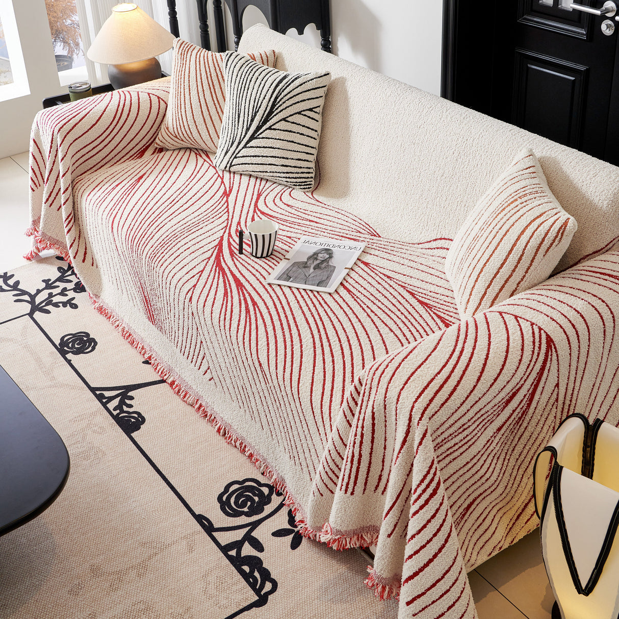 Cozy Striped Sofa Throw Blanket L Shaped Sectional Couch Covers Luxury Throws for Sofas