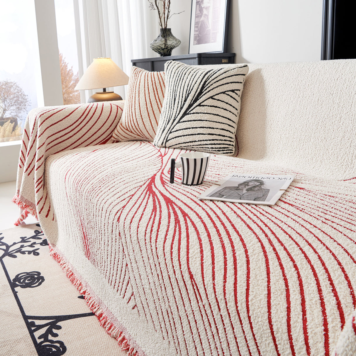 Cozy Striped Sofa Throw Blanket L Shaped Sectional Couch Covers Luxury Throws for Sofas