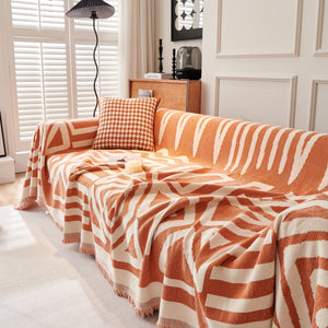 Chenille Geometric Sofa Throw Blanket, Boho Washable Furniture Throw Covers for Sofa