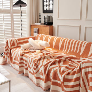 Chenille Geometric Sofa Throw Blanket, Boho Washable Furniture Throw Covers for Sofa