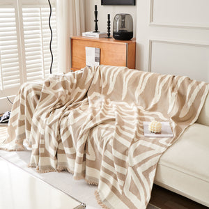 Chenille Geometric Sofa Throw Blanket, Boho Washable Furniture Throw Covers for Sofa