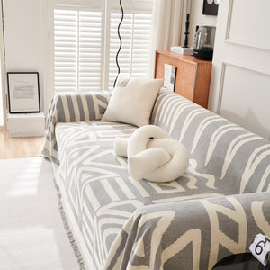 Chenille Geometric Sofa Throw Blanket, Boho Washable Furniture Throw Covers for Sofa