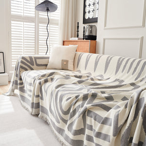 Chenille Geometric Sofa Throw Blanket, Boho Washable Furniture Throw Covers for Sofa